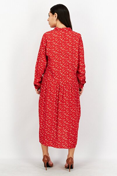 Esprit Women Allover Print Midi Dress, Red Combo