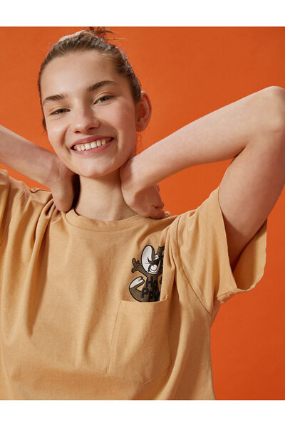 Koton Γυναικείο T-Shirt από βαμβακερό καφέ Tom And Jerry