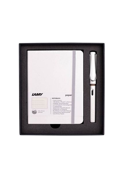 Lamy White Safari Roller Pen-Defter Set - B4B-319B