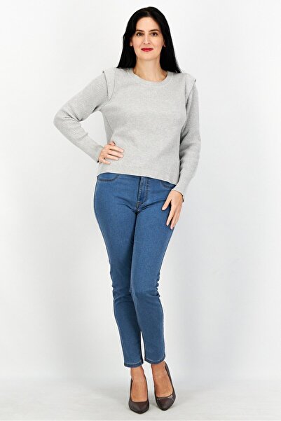 Esprit Women Round Neck Long Sleeve Textured Sweater, Grey