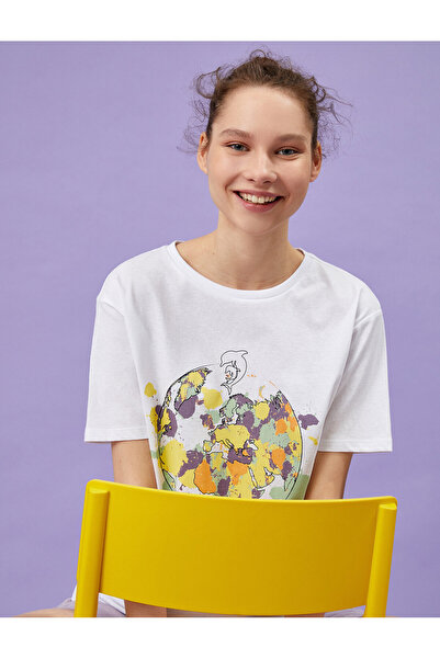 Koton Βαμβακερό μπλουζάκι με στάμπα