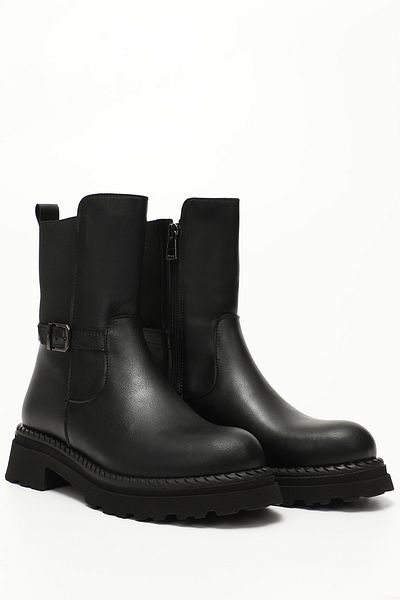 GÖNDERİ(R) Women/Girls Black Zippered Thick Heeled Boots
