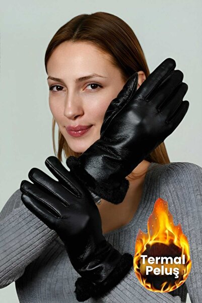 Uniquetrenders Kadın Su Tutmaz Soğuğa Dayanıklı Peluşlu Dokunmatik Eldiven
