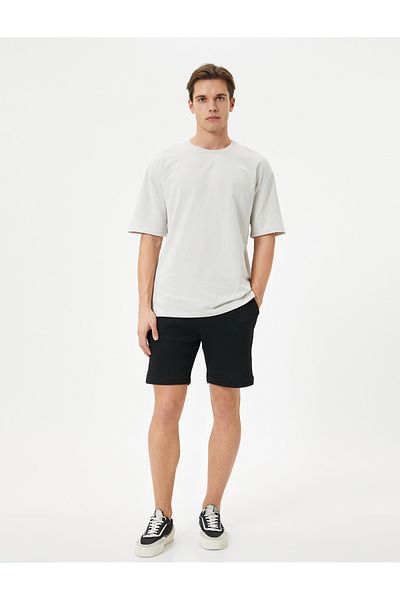 Koton Bermuda Shorts Waist Lace up Jacquard Textured Pocket