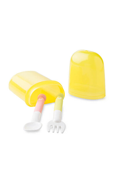 Pigeon Weaning Spoon & Fork Set, White