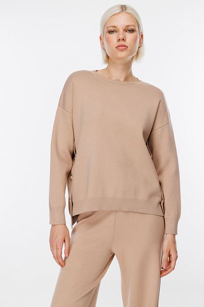 Ekol Pulover tricot bej - cu nasturi cu zece margini - 43365