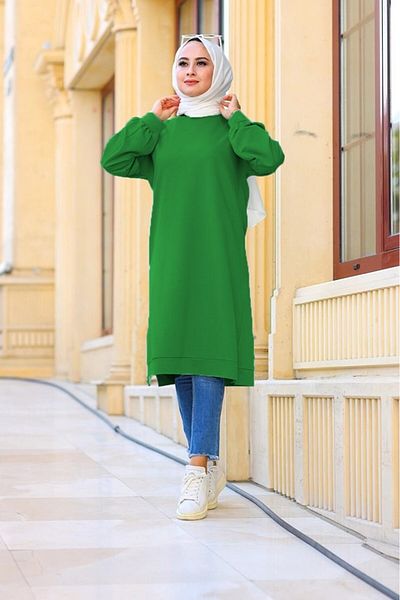 Aşkı Endam Large Size Moonlight Two Thread Tunic - Benetton Green