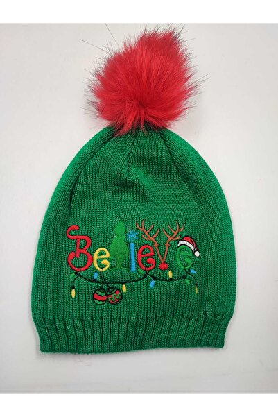 OnMyHead Зелена новорічна шапка з вишивкою