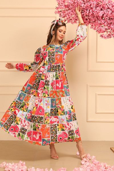 KÜÇÜĞÜM BUTİK Rochie cu mâneci lungi cu modele autentice roz
