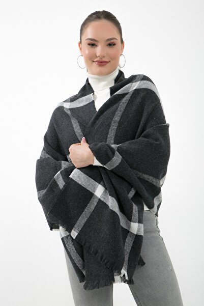 sç Saraçoğlu Çanta وشاح شتوي منقوش مخطط ناعم للنساء