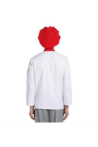 Makara Cook Jacket White Long Sleeve Cutlery Knife with Red Garnish