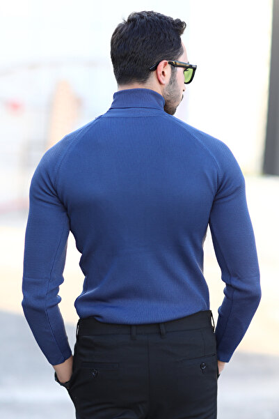 JB John Borners Pulover tricotat pentru bărbați, albastru închis, 100% tricot micro flament - 1012