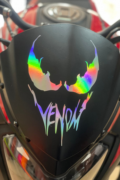 Banxtre Dekoratif Hologramlı Parlak  Venom Sticker Motor-Araba-Kask için Etik...