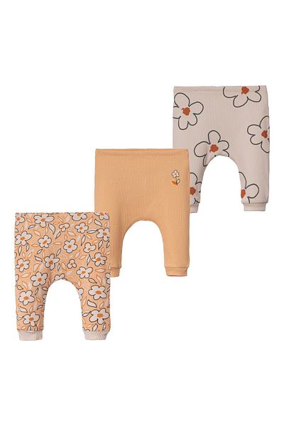 Necix's Baby Girl 100% Cotton Newborn Pants Bottom Set of 3