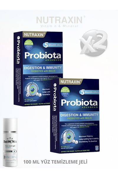 Nutraxin Probiota Advanced - 60 Tablets (2 Pcs) / 100 ml Facial Cleansing Gel - Probiotic Supplement