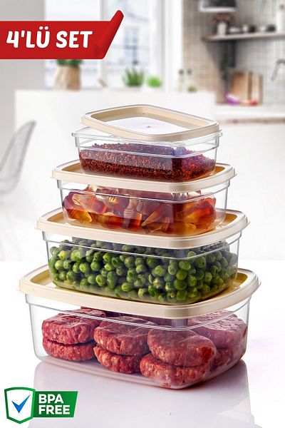 Nandy Home Set of 4 Easybox Multi-Purpose Storage Containers Can Be Used in Microwave and Freezing Cream