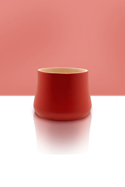 CeramicArtDecor Pomegranate Flower Colored Ceramic Flower Pot - 13Cmx10Cm - Glazed Inside