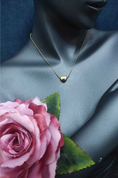 SherDesing Kalp Obje Sarı Çelik Kolye