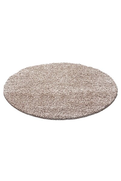 my şekil MYDECO CARPET Yuvarlak Soft Shaggy Halıyüksek tüylü düz Bej rengi Ço...