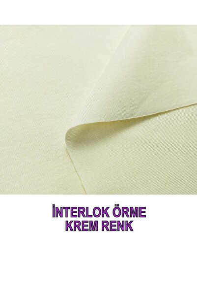 Kumaş Parça Екрю кольорове інтерлок плетіння - ширина 155 см x довжина 135 см