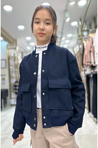 Minimoda Kids Kaşe Kumaştan Kız Bomber Ceket
