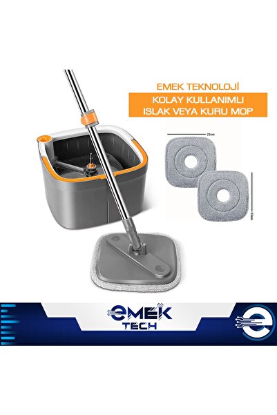 PİNK İTHALAT Kendini Temizleyen 360° Döner Mikrofiber Paspas ve Çift Bölmeli ...