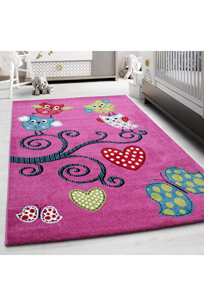 my şekil MYDECO CARPET Soft Yumuşak Çocuk Odası Halısı Sevimli Baykuş Kelebek...