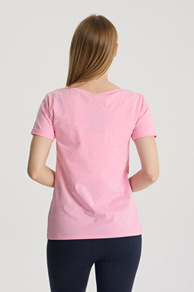 Perché Women's Regular Fit Sleeve Folded V Neck Pocket T-Shirt