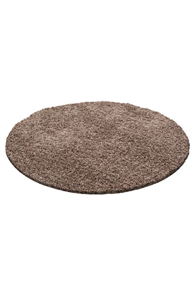 my şekil MYDECO CARPET Yuvarlak Soft Shaggy Halı yüksek tüylü düz Açık Kahver...