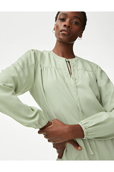 Marks & Spencer Saf Lyocell™ Uzun Kollu Mini Elbise