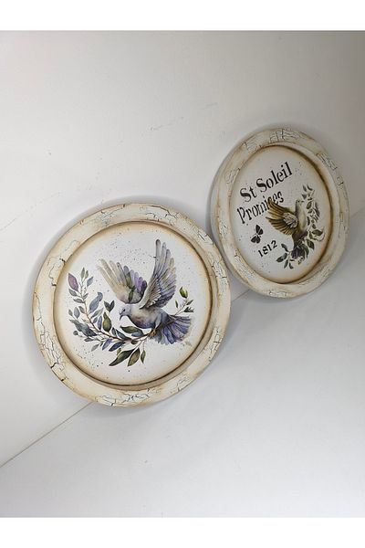 IremTasarimAtolyesi Set of 2 Wooden Board Wall Decoration - Hand Painting