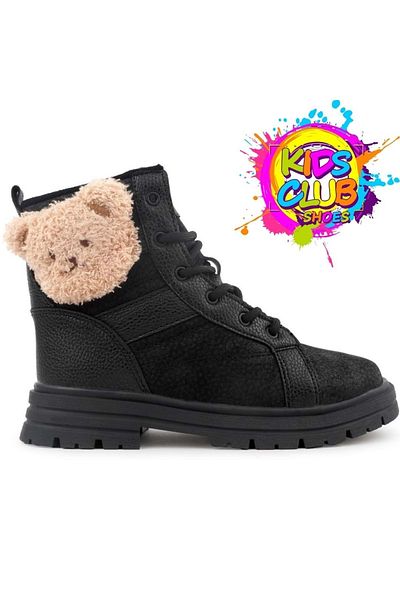 KCMN Παιδικές μπότες Luno Unisex - Animal Figure, Ορθοπεδική Αντιολισθητική Σόλα, ΜΑΥΡΟ