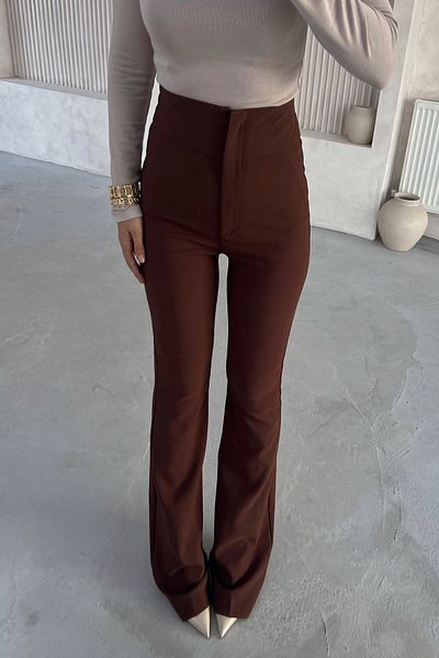 Seda Yalçın Atelier Brown Spanish Leg Fabric Trousers