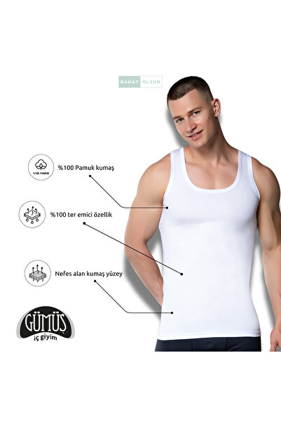 Gümüş İç Giyim 5 Πακέτα Οικονομικά Ανδρικά Λευκά Χτενισμένα Εσώρουχα από 100% Βαμβάκι