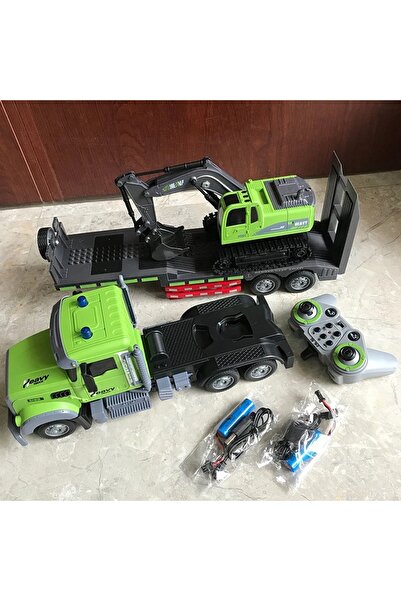 PeriYedi Uzaktan Kumandalı Şarjlı İş Makinası Taşıyan Tır İkili Kontrol Edilebilir RC Set