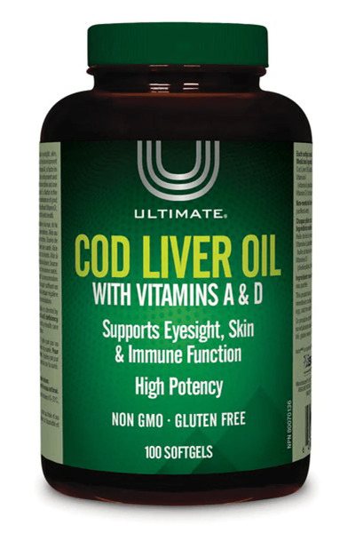 ULTIMATE زيت كبد سمك القد مع فيتامين أ و د - 100 كبسولة هلامية