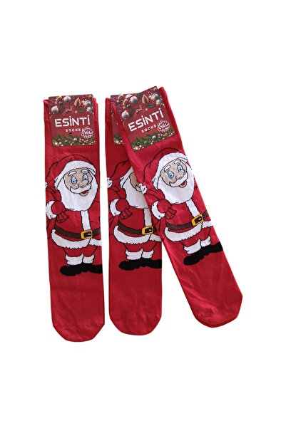 Esinti Men Women Children Santa Claus Themed Red Gift Long Christmas Stockings 3 Pairs