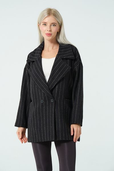 Moda Palmiss Palton de damă, antracit, cu model în dungi, căptușit premium, oversize