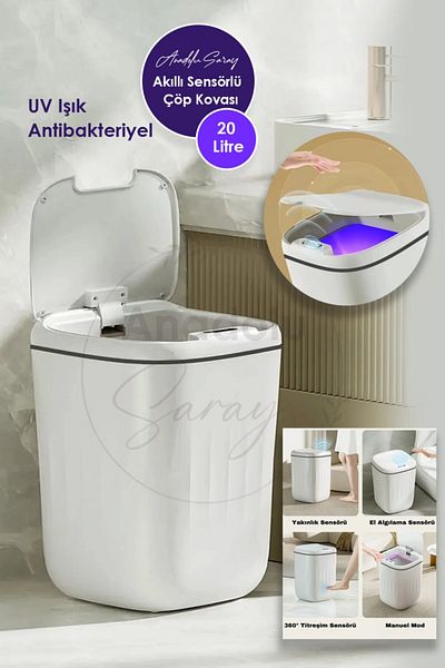 Anadolu Saray 20L UV Light Αντιβακτηριδιακό Έξυπνο Αδιάβροχο Τεχνολογικό Αισθητήρας Κάδος απορριμμάτων Γραφείο Μπάνιο Κουζίνα