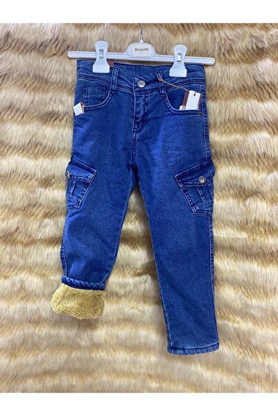 skycott İçi Kürklü Polar Termal Kot Pantolon Kargo Cepli Mavi