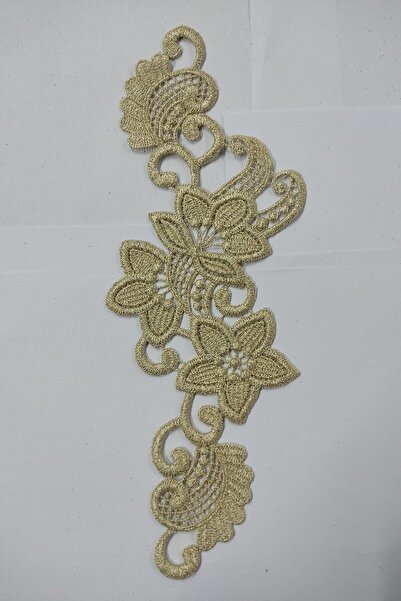 DUAYEN Güpür Aplik Sarmaşık Desen Simli Altın Rengi 1 Adet