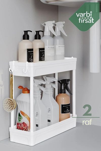 Varbifırsat 2-Tier Hanging Bathroom Organizer - Non-Slip Based Sink under Counter