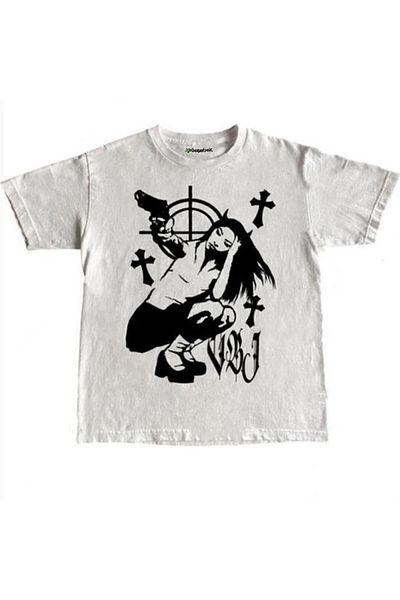 Karakedi Λευκό μπλουζάκι Gangster Devil Woman (Unisex).