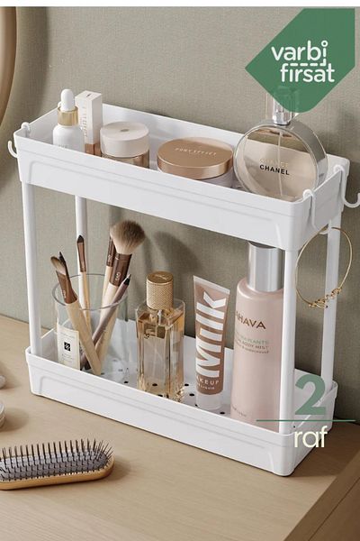 Varbifırsat 2-Tier Hanging Bathroom Organizer - Non-Slip Based Sink under Counter