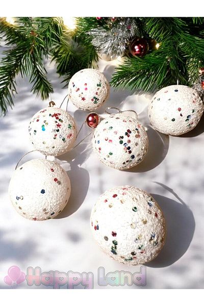 Happyland Christmas Ball White Foam Styrofoam Pine Tree Ornament 6Pcs 4cm Snow Ball Ornament