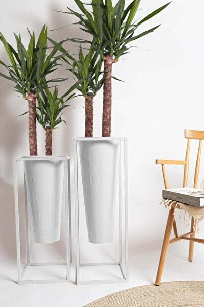 The Mia Prizma Vazo & Saksı Beyaz 70x30x30 Cm Pzm0030