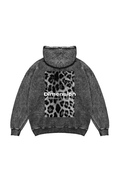 Sekizbiraltı V2 Dimension Друкований Oversize Unisex Premium Праний Чорний Худі