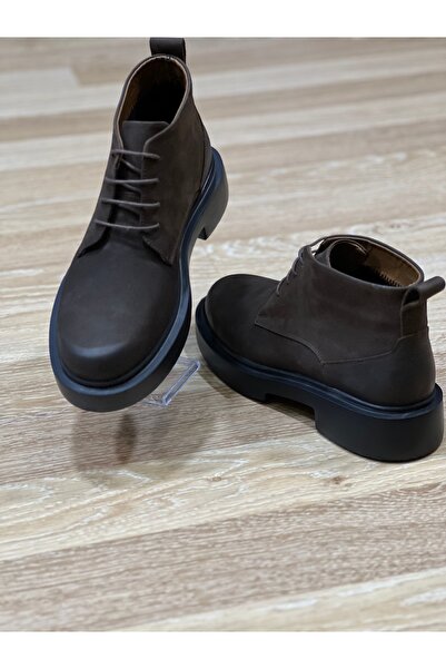 Terziayhan Δερμάτινες μπότες με κορδόνια καφέ Nubuck