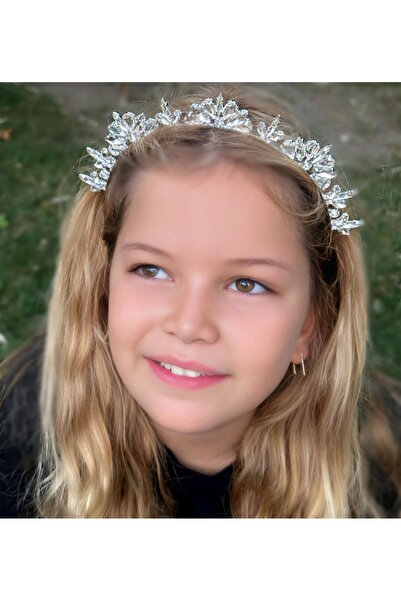 Queen Nelly Kristal taşlı dik kraliçe helen motifli metal lüks taç kına nişan...