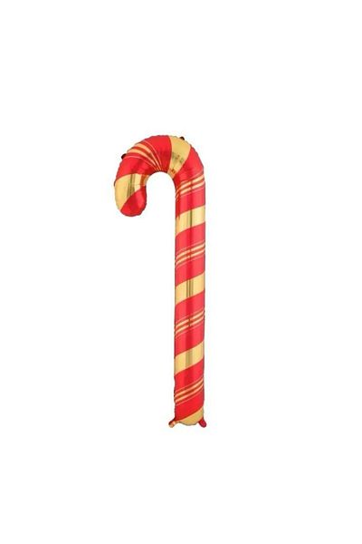 parti sürprizi Red Gold Foil Balloon for New Year's Party - Cane Shaped, 1 Piece